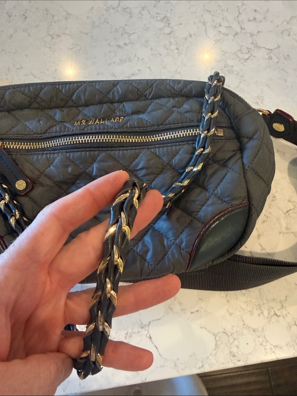 MZ Wallace Quilted Crossbody Bag in Black with Gold Hardware - Picture 4 of 8